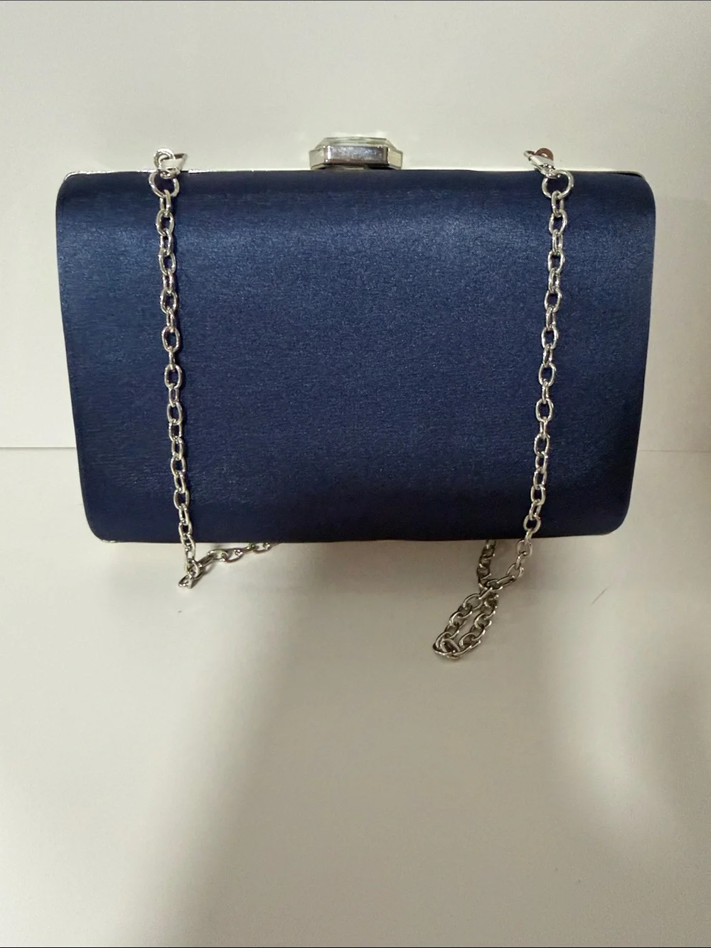 Source Unknown Silver Crystal-Striped Evening Clutch